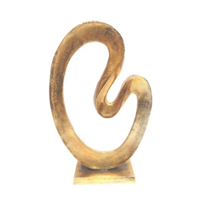 Escultura Decorativa de Aluminio con Forma de Ondas Curvas Exclusiva, Escultura de Mesa con Acabado Natural de Latón - Product Image 1