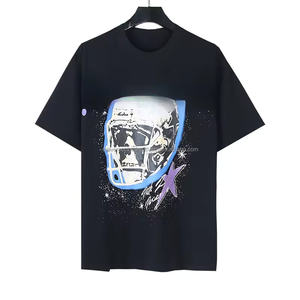 100% coton T-shirt en gros de haute qualité impression numérique lavage aux enzymes T-shirt goutte épaule Hip Hop T-shirts personnalisés pour hommes - Product Image 4