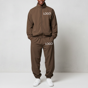 Vêtements de sport vierges personnalisés de qualité supérieure coupe-vent en coton survêtements solides broderie logo cordon veste baggy pour hommes - Product Image 4