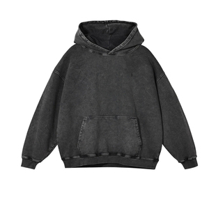 Sudadera con Capucha Extra Grande para Hombre, 100% Algodón, Felpa Francesa, Color Sólido, Lavada, Informal, para Otoño - Product Image 1