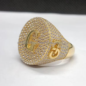 Customized Moissanite <b>Ring</b> in 925 Sterling Silver Pave Setting Men's Hip Hop Birthday and Anniversary Gifts <b>with</b> Name <b>Initial</b> - Product Image 2