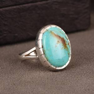 Kingman Turquoise <b>Chunky</b> Sterling <b>Silver</b> <b>Ring</b> Boho Statement Jewelry Handmade Southwestern Gemstone <b>Ring</b> Gift for Her - Product Image 5