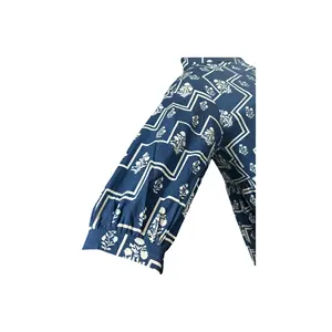 Vestido Largo Azul Índigo con Estampado a Mano, Diseño Personalizado para Damas de Oficina, Talla Grande, Transpirable, Talla Única 5XL para el Día de un Día - Product Image 4