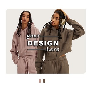 Sudadera con capucha de gran tamaño con logotipo personalizado para correr, gimnasio, sudadera, conjuntos de invierno de dos piezas, conjunto de pantalones y chándales para mujer - Product Image 5