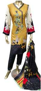 Robe modeste en lin pour dames élégantes, silhouette droite, costumes de Lénine brodés prêts à l'emploi, décoration de boutons pour la fête - Product Image 5