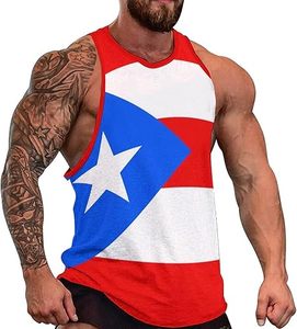 PR State Flag Hombres Muscle Tank Top Sin mangas Entrenamiento Tank Shirts Gym Fitness Tees Chaleco - Product Image 1