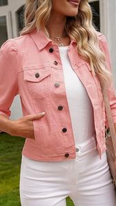 Custom <b>Quilted</b> Denim Jackets for Women Breathable Woven Long Clothing with Embroidered Logo Directly Exported From BD - Product Image 5
