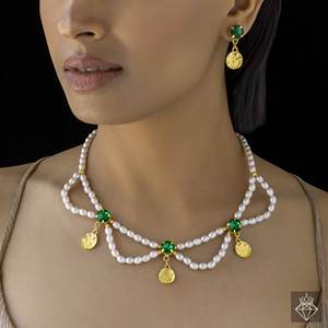 PRAO Crystal <b>Pearl</b> <b>Necklace</b> <b>Set</b> With <b>Earrings</b> - Product Image 1