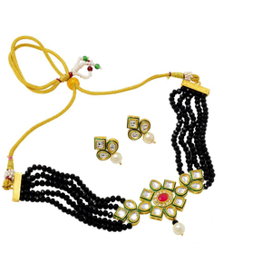 ชุดสร้อยคอรูปดอกไม้คริสตัลสีดำสำหรับงานแต่งงาน - Product Image 1