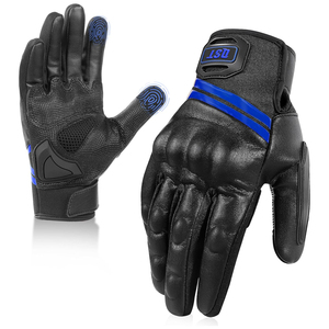 Gants d'équitation vintage en cuir véritable avec protection en caoutchouc pour écran tactile Compatible avec l'hiver, imperméable et coupe-vent réglable - Product Image 1