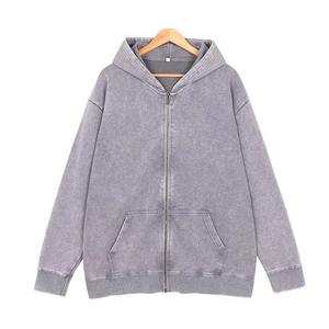 Manteau à capuche zippé de haute qualité Acid Wash Vintage Puff Printing Hoodie Oversized 400 Gsm Heavyweight Hommes Hoodies & Sweatshirts - Product Image 5