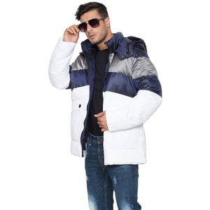 <b>Men's</b> High Quality New Fashion Winter Jacket Custom Solid Color Zip Puffer Bubble Jacket Canvas Fabric - Product Image 6