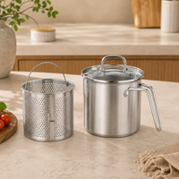 Marmite de cuisson en acier inoxydable avec panier égouttoir amovible, faitout polyvalent, cuiseur vapeur et friteuse pour pâtes et soupes