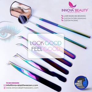 Pinzas de pestañas de volumen de belleza con punta puntiaguda curva fuerte para extensión de pestañas Pinzas de pestañas de alta calidad Ecológicas - Product Image 6