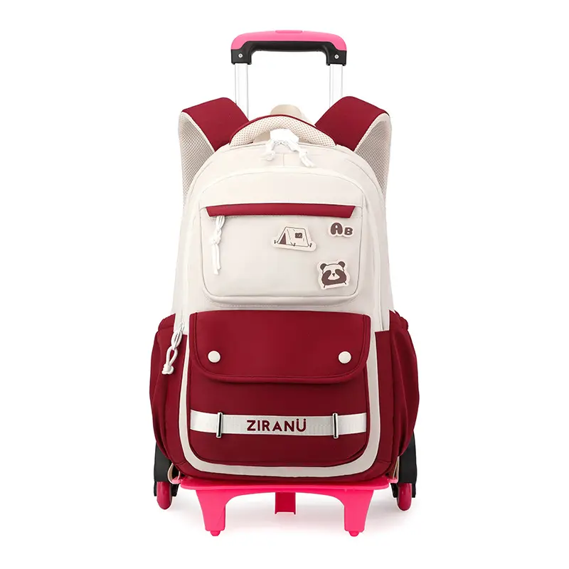 Rắn màu lăn Ba Lô Bánh bookbag trên 6 bánh xe Trọng lượng nhẹ trẻ em xe đẩy trường túi mở rộng Xe đẩy cho các trường học Túi