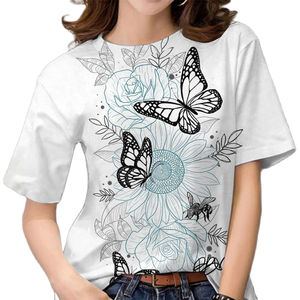 Venta al por mayor de moda de verano señoras camisetas de impresión 3D Top con decoración de diamantes de las mujeres sueltas de verano camiseta para las mujeres - Product Image 6