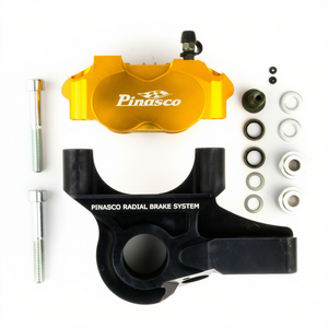 Étrier de frein radial à 4 pistons, ensemble complet avec support pour motos - Product Image 2