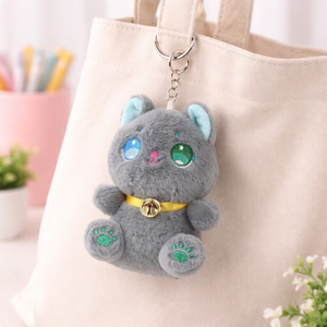 Portachiavi Peluche Gattino Grigio con Campanello, Imbottito in Cotone PP, Dimensioni 11-30CM, Giocattolo Carino per Bambini e Adulti - Product Image 2