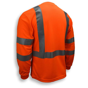 Stock de T-shirt de travail haute visibilité T-shirt polo de sécurité à manches longues réfléchissant quantité minimale de commande bas Chemise de sécurité à logo personnalisé - Product Image 3