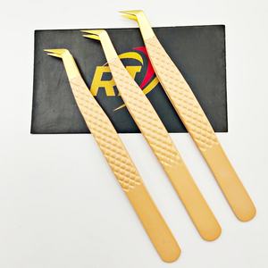 Label privé méga cils extensions de cils pince à épiler forte tenue volume de la botte pince à épiler couleur pêche acier matériel boîte emballage - Product Image 4