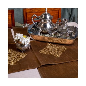 2024 Bohemian Ultra Soft Durable Custom Home Romantic Floral Jacquard 100% Organic Cotton GOTS Certified European Table <b>Runner</b> - Product Image 3