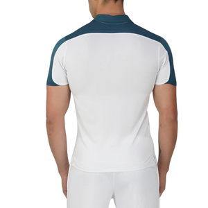 Polo pour homme gris clair avec accents bleus, vêtements de sport élégants, tissu en coton confortable pour le sport et les vêtements décontractés - Product Image 6