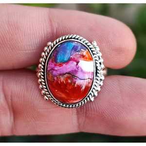 Oyster Copper Turquoise 925 Sterling Silver Handmade Boho <b>Statement</b> <b>Ring</b> for Women Unique Vintage Style Gift - Product Image 5