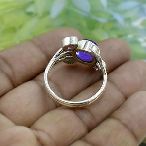 Anillos de moda de Plata de Ley 925, joyería de piedras preciosas múltiples naturales, cobre púrpura, turquesa, pera, amatista, otras piedras preciosas exquisitas - Product Image 4
