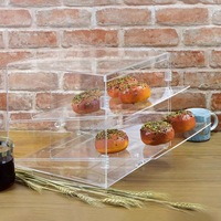 Vitrine de présentation rectangulaire moderne en plastique pour pâtisseries, présentoir de comptoir pour boulangerie avec carte magnétique et 3 plateaux