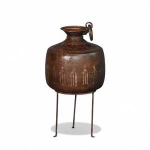 Olla Grande de Cobre Nepalí de 24 cm con Asa de Acero Inoxidable y Tapa, Diseño Vintage para Cocinar Sopas en Casa - Product Image 1