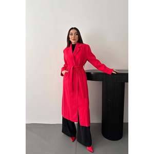 Abrigo Midi Fucsia con Cinturón - Fucsia - Product Image 1
