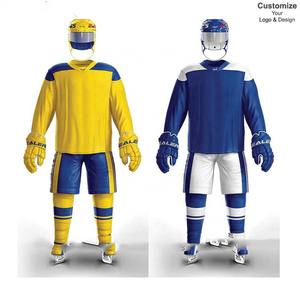 Maillot de hockey sur glace personnalisé en gros OEM avec short assorti, uniformes en polyester durable à séchage rapide, tailles jeunes et grandes tailles, vente en gros - Product Image 5