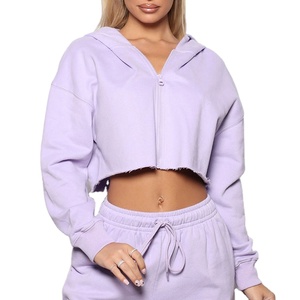 เสื้อครอปมีฮู้ดของผู้หญิงผ้าเทอร์รี่สี SO9LIID เลือกได้สำหรับฤดูใบไม้ร่วงและฤดูหนาว - Product Image 1