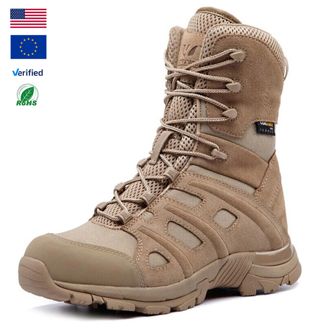 PTG Men Leather Waterproof Tactical Boots Breathable Nylon Outdoor Sport Desert Climbing Trekking Hiking Combat Boots