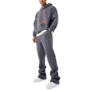 Ensemble survêtement pour homme avec logo personnalisé, en molleton français lourd, imprimé en 3D, pantalon de survêtement évasé et sweat-shirt à capuche, survêtements pour homme - Product Image 1