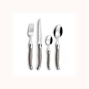 Juego de Cubiertos Vintage de Acero Inoxidable con Acabado Espejo Plateado y Mango de Hueso, Vajilla Sostenible para el Regreso a Clases - Product Image 1