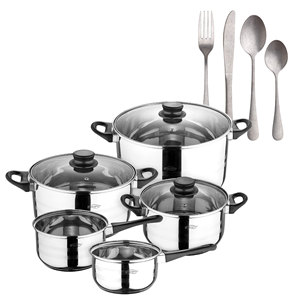 Set di pentole San Ignacio da otto pezzi + Set di posate in acciaio inossidabile NOIA San Ignacio da 16 pezzi - Product Image 1