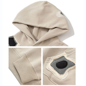 Sudaderas con capucha de hombre de peso pesado con parche de logotipo personalizado, Jersey de algodón con parche bordado, Sudadera con capucha con hombros caídos, sudaderas con capucha de talla grande - Product Image 4