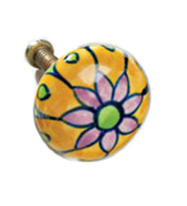 Nouveau dernier bouton de tiroir peint à la main de fleur de conception modèle No 9037 poignée en céramique pour armoire et armoires fabricant et exportateurs - Product Image 6