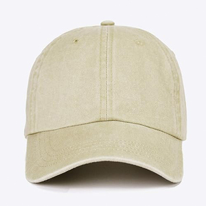 หมวกเบสบอลสไตล์วินเทจ6แผงหมวกผ้าฝ้ายฟอกสีสีเบจแบบธรรมดาพร้อมหัวเข็มขัดโลหะแบบไม่มีโครงสร้างออกแบบได้ตามต้องการ - Product Image 1