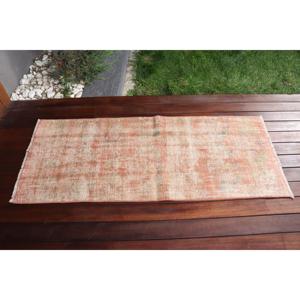 Alfombra Turca Vintage, Alfombra Pequeña de 2x4.9 pies, Alfombra con Diseño de Parches Rojos y Azules - Product Image 3