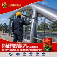 Peinture émail alkyde haute brillance résistante aux intempéries, séchage rapide, anti-corrosion pour mobilier urbain, abris de bus, équipements de terrain de jeux