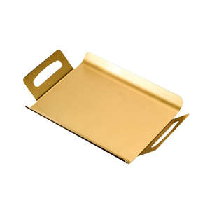 Plateau de service en acier inoxydable avec poignées, plateau rectangulaire en métal pour aliments, plateau décoratif pour le rangement de bijoux, organisateur, plateau de table basse - Product Image 6