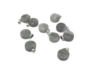 Labradorite Flat Round <b>Pendant</b> Cabochon Loose <b>Crystal</b> Coin Handmade Gemstone 925 Sterling Silver Jewelry Making - Product Image 1