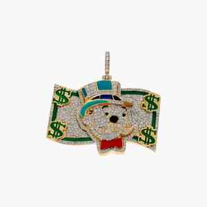 Pendentif Hip Hop Moissanite VVS avec diamants ronds en or jaune pendentif bijoux Ice Out en argent sterling 925 - Product Image 4