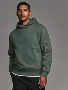 Veste d'hiver OEM de haute qualité 100% coton double couche à capuche avec logo 3D brodé teint en plaine tricoté style ample - Product Image 2