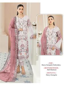 Robe de chambre attrayante excellente qualité lourde Georgette Salwar Suit & Dupatta avec broderie Zarkan travail fournisseur indien - Product Image 3