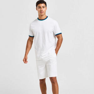 Conjunto de camisa y pantalones cortos de 2 piezas de verano con logotipo estampado personalizado, chándal lavado con ácido, conjunto de camisetas gráficas y pantalones cortos de dos piezas para hombre - Product Image 1