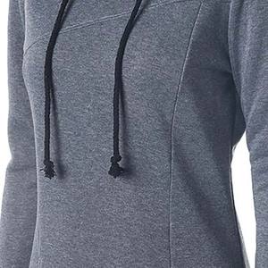 Sweat-shirts longs pour femmes, coupe moderne confortable avec poches latérales, respirants, séchage rapide, écologiques, broderie 3D - Product Image 4