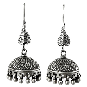 Luxury Hand Crafted 925 Sterling <b>Silver</b> <b>Jhumka</b> Earrings Indian Traditional Women Classic Plain <b>Silver</b> Jewelry Bridal Accessories - Product Image 2